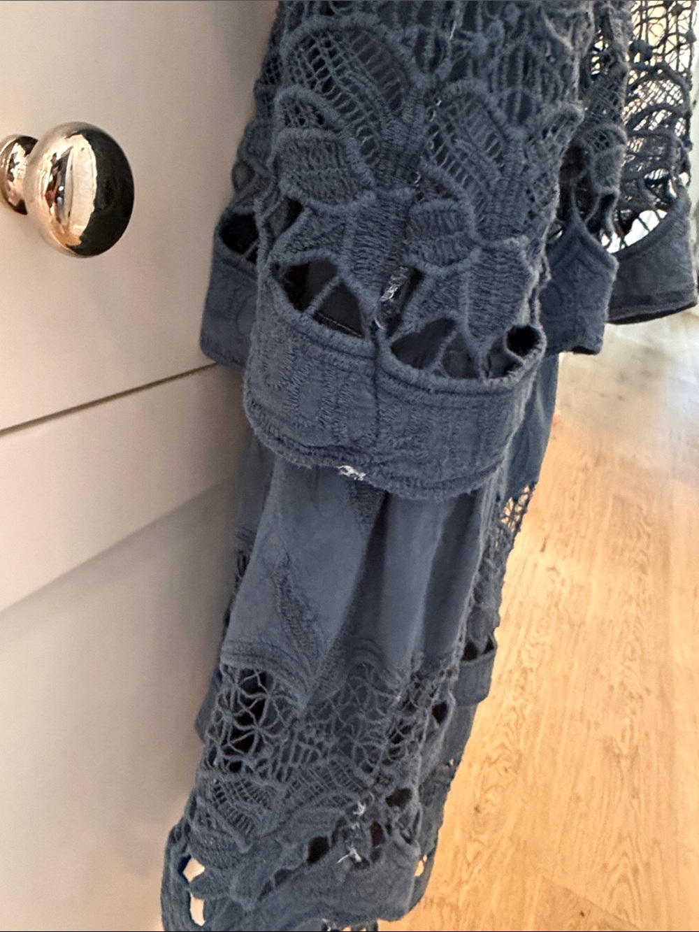 FARM Rio Blue Tiered Lace Midi Dress - Picture 4 of 5
